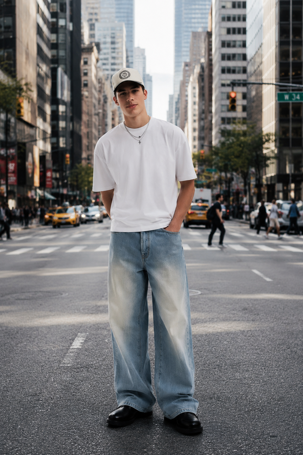 White Tee Baggy Jeans